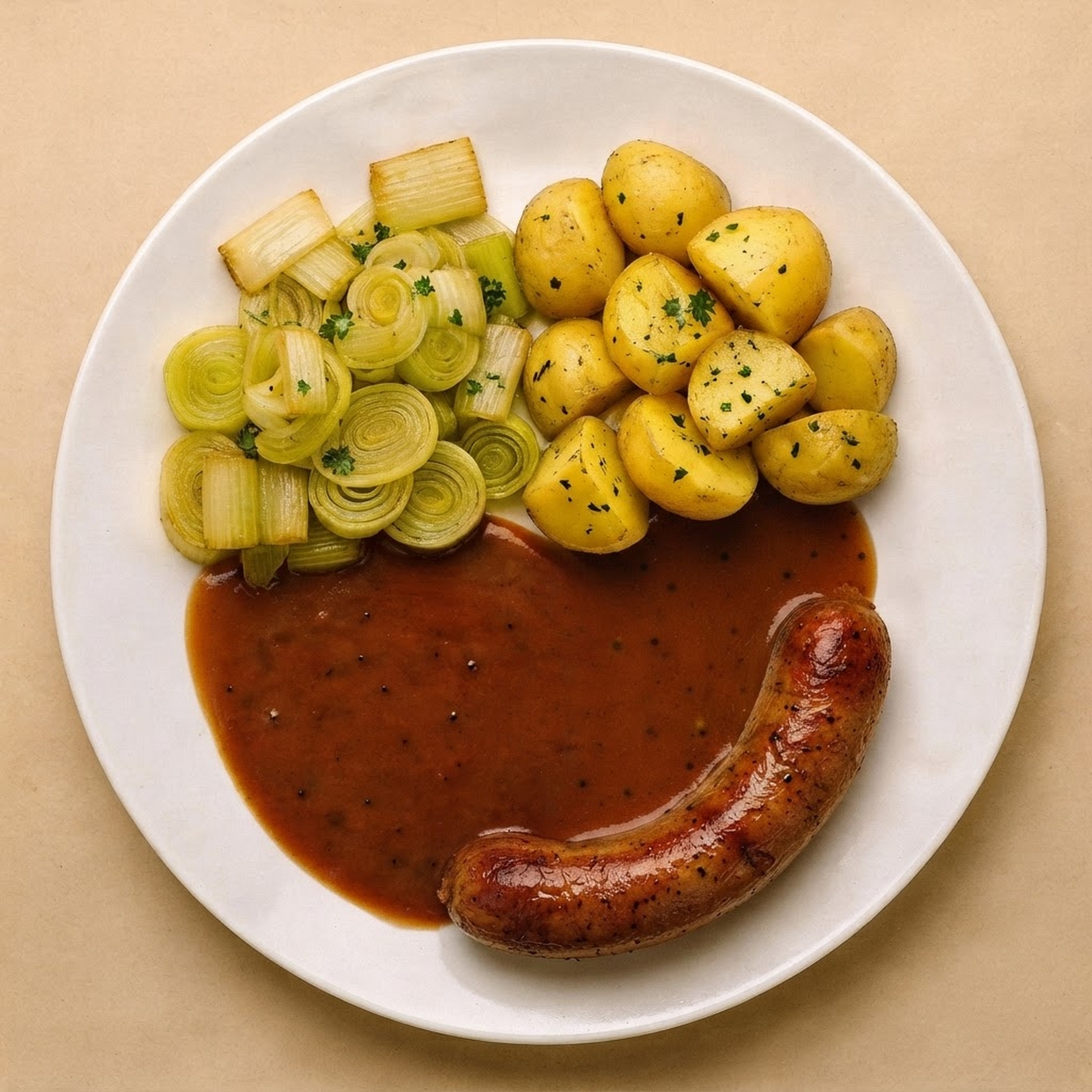 Preischot met saucijsje