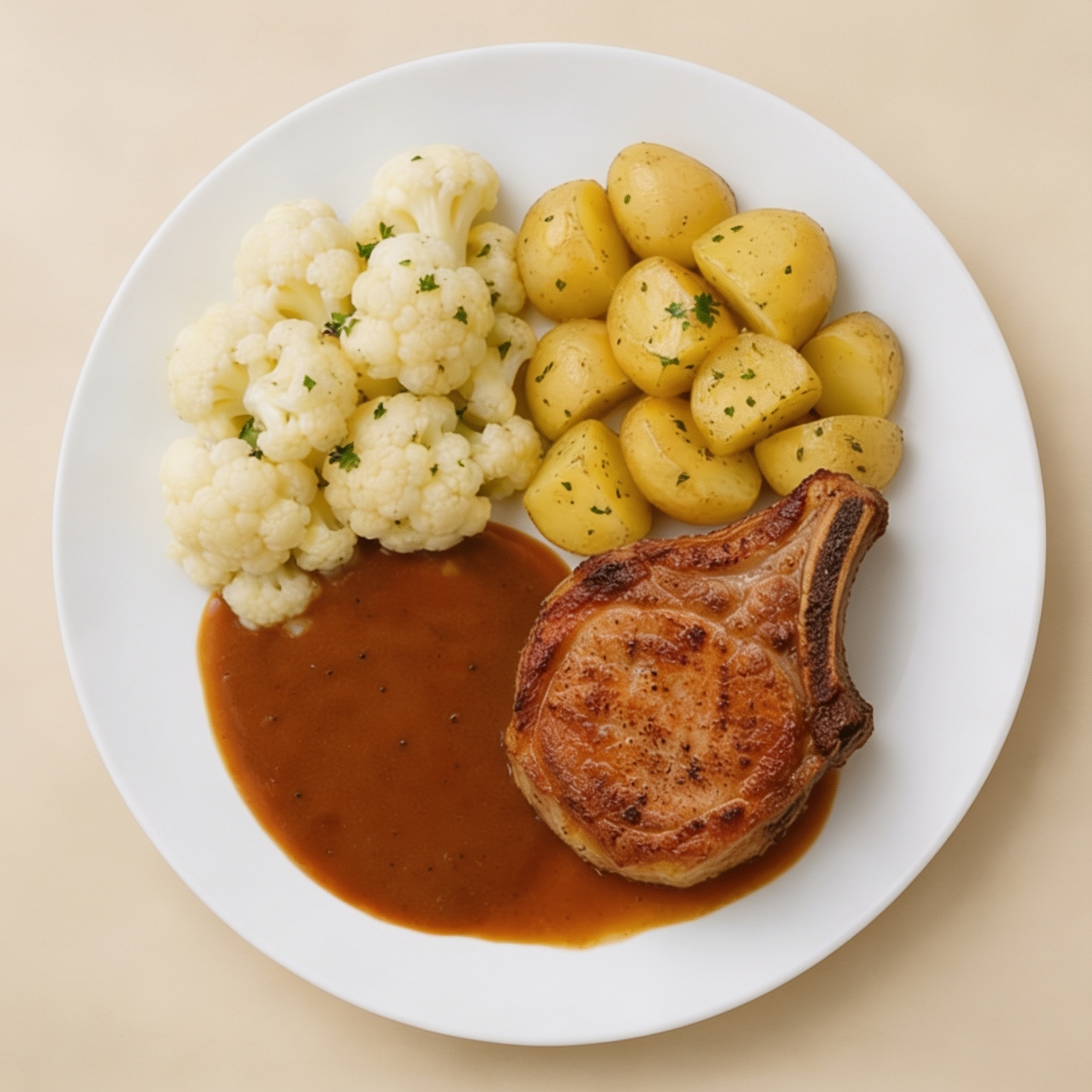 Bloemkoolschotel met ribkarbonade