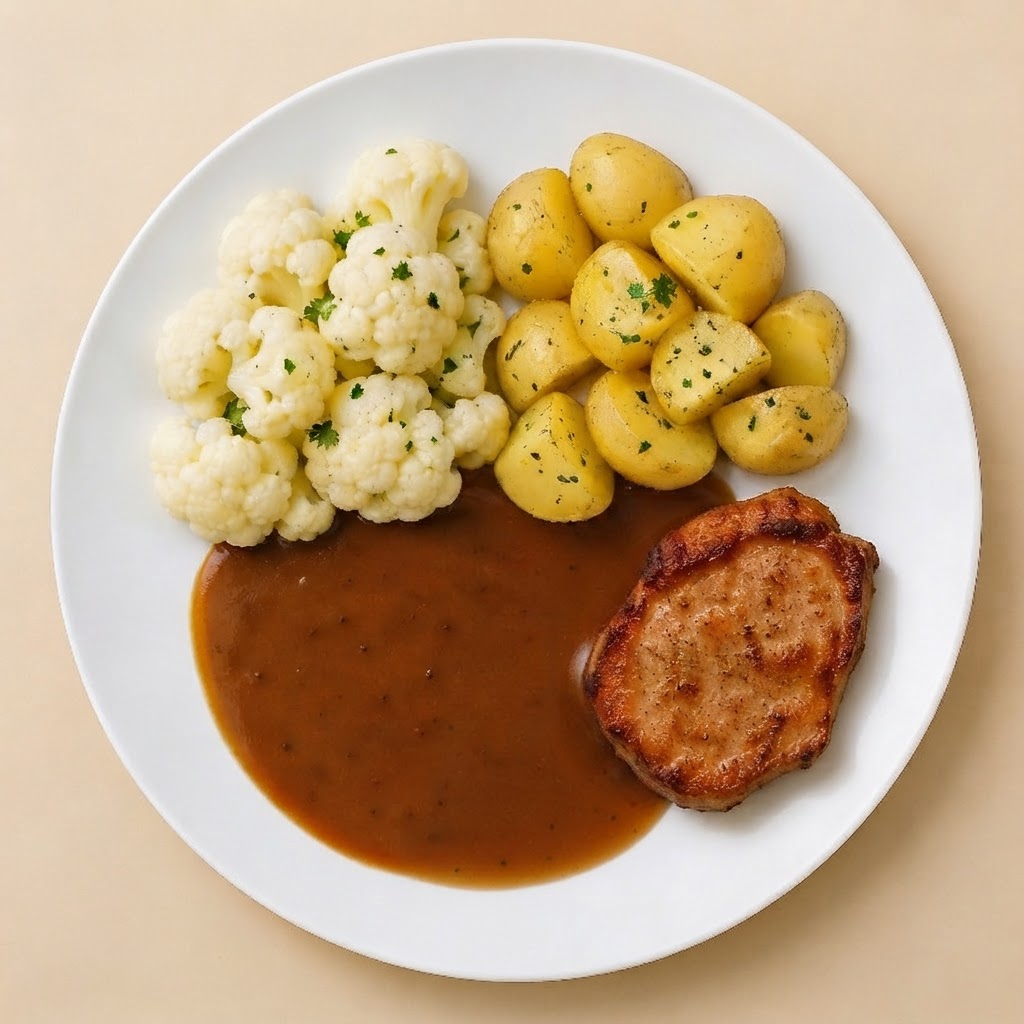 Bloemkoolschotel met filetlapje