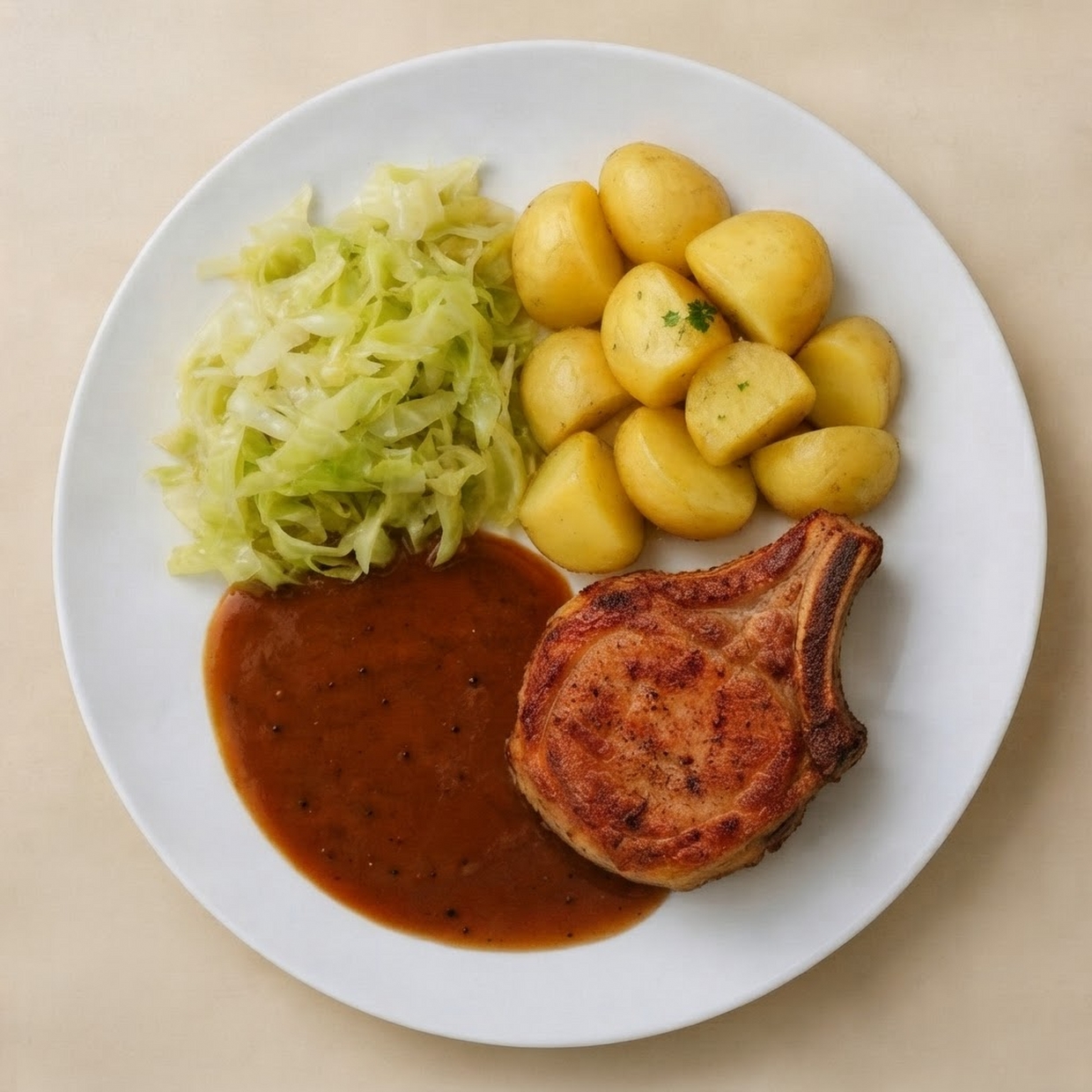 Spitskoolschotel met ribkarbonade