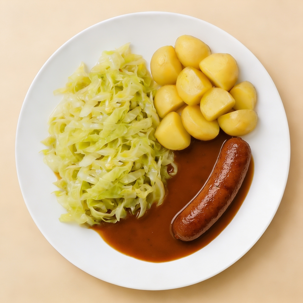 Spitskoolschotel met saucijsje