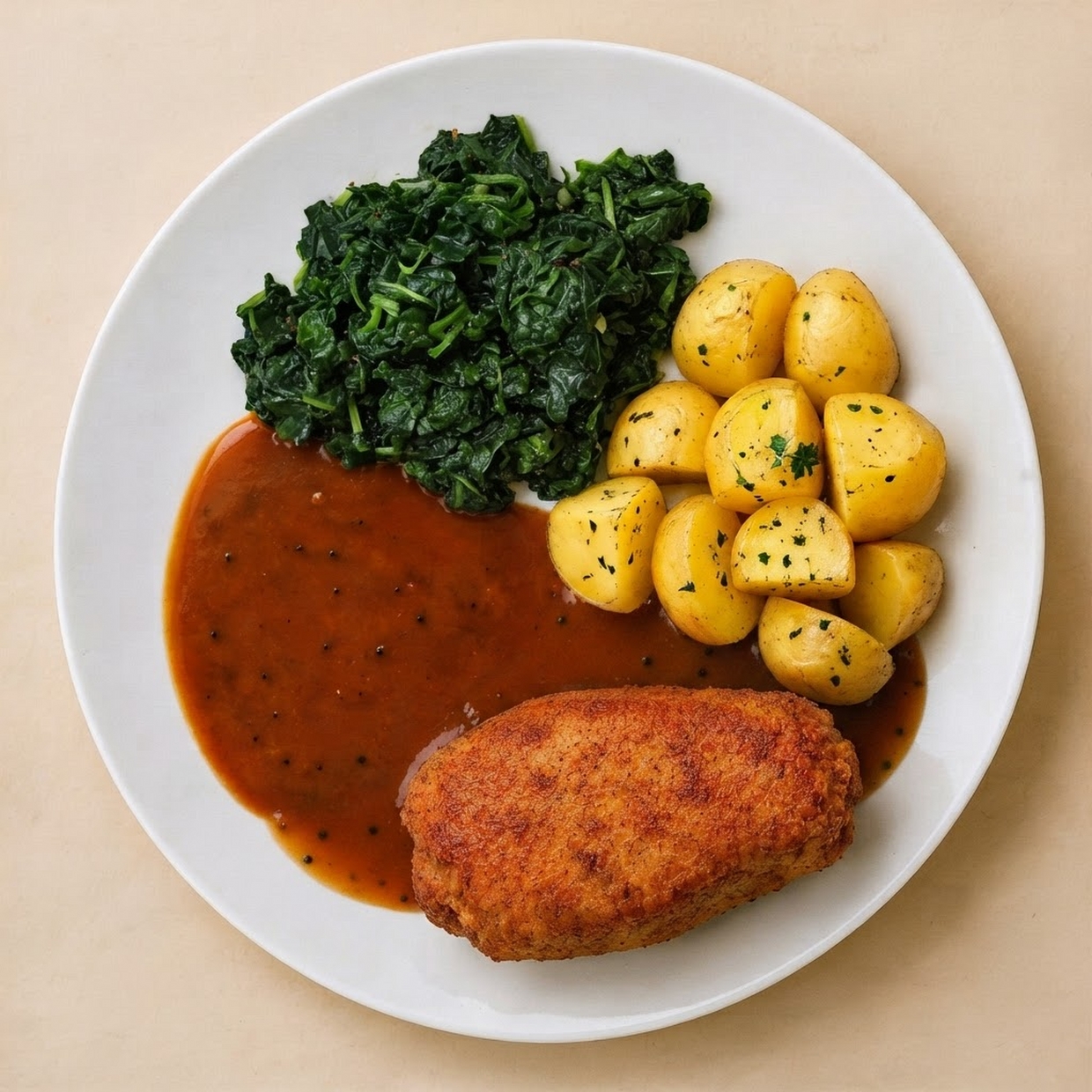 Spinazieschotel met kipcordonbleu