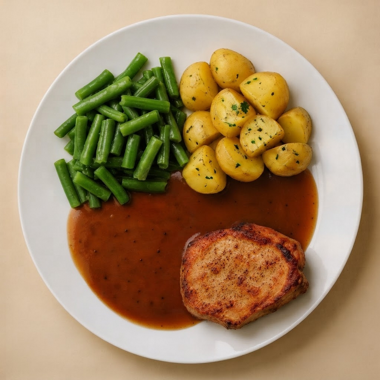 Sperciebonenschotel met filetlapje