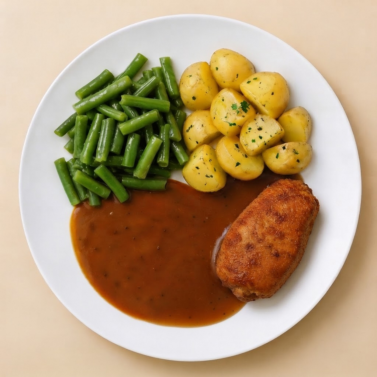 Sperciebonenschotel met kipcordonbleu