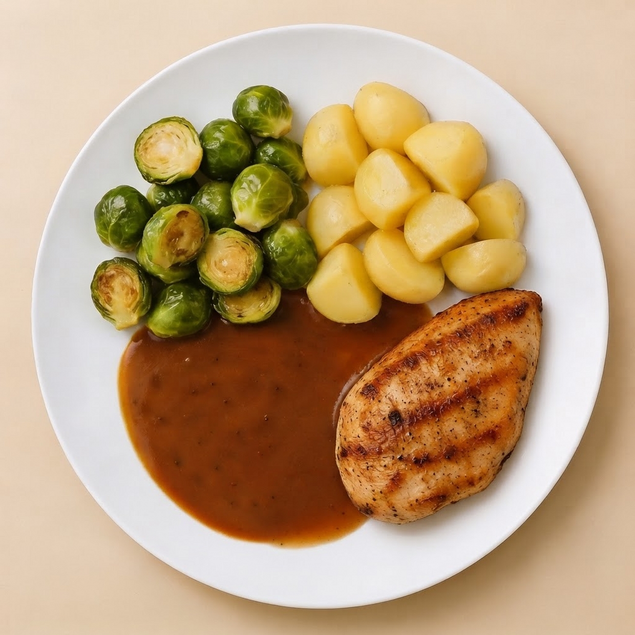 Spruitjesschotel met kipfilet