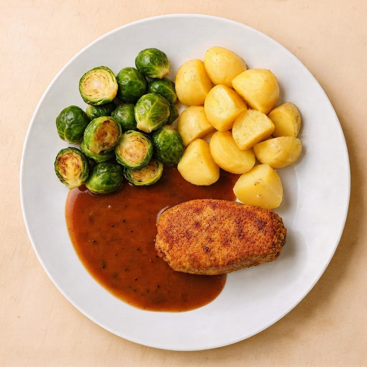 Spruitjesschotel met kipcordonbleu