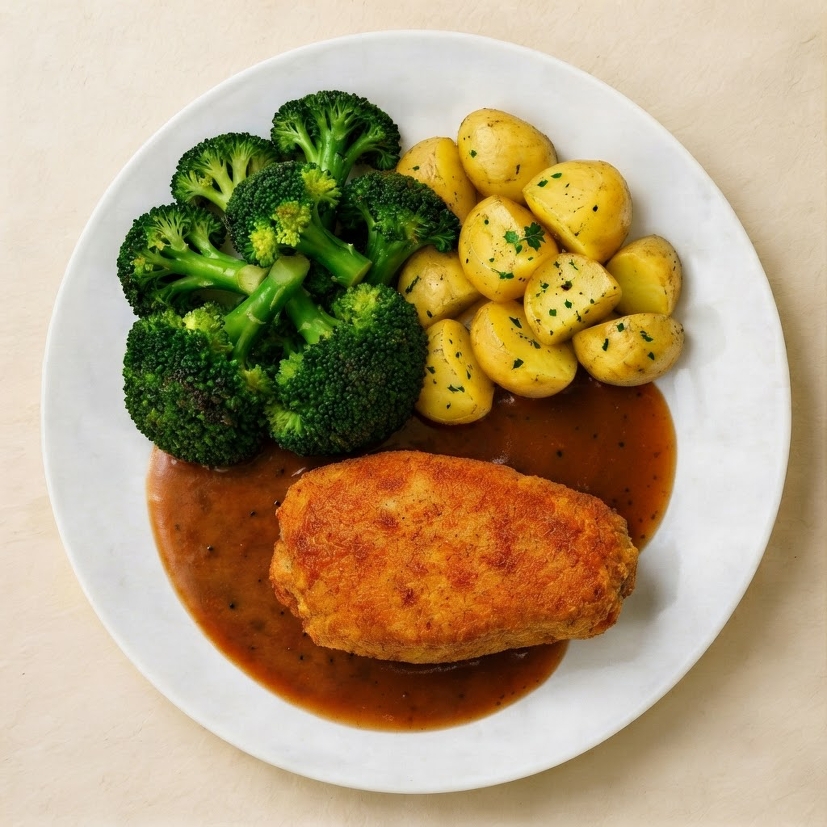 Broccolischotel met kipcordonbleu