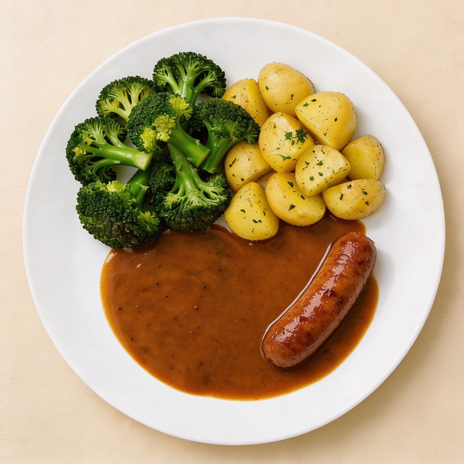 Broccolischotel met saucijsje