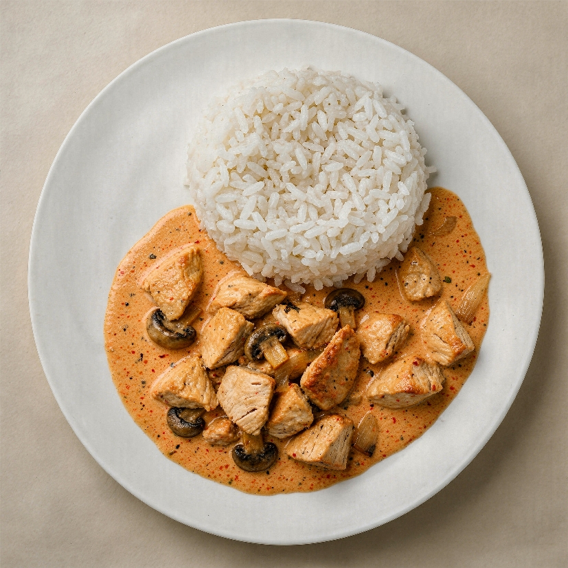 Kip stroganoff met rijst